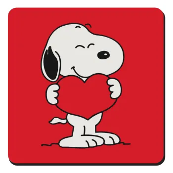 Snoopy takemy heart, Τετράγωνο μαγνητάκι ξύλινο 9x9cm