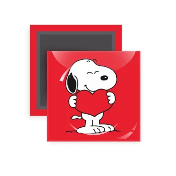 Snoopy takemy heart, Μαγνητάκι ψυγείου τετράγωνο διάστασης 5x5cm