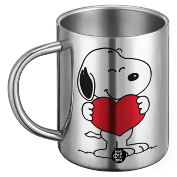 Snoopy takemy heart, Ανοξείδωτη Μεταλλική Κούπα 450ml - Διπλού Τοιχώματος