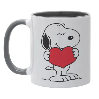 Snoopy takemy heart, Mug colored grey, ceramic, 330ml