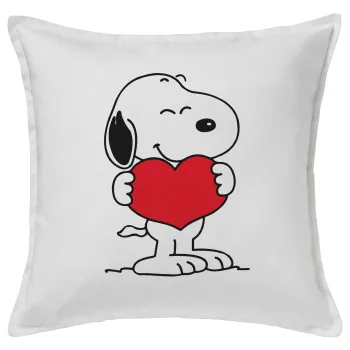 Snoopy takemy heart, Sofa cushion White 50x50cm includes filling