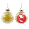 Transparent Christmas tree ball ornament with gold filling 8cm