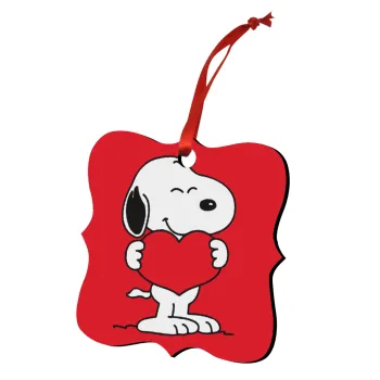 Snoopy takemy heart, Christmas ornament polygon wooden 7.5cm
