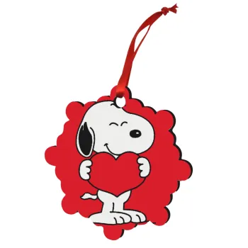 Snoopy takemy heart, Στολίδι Χριστουγεννιάτικο στολίδι snowflake ξύλινο 7.5cm