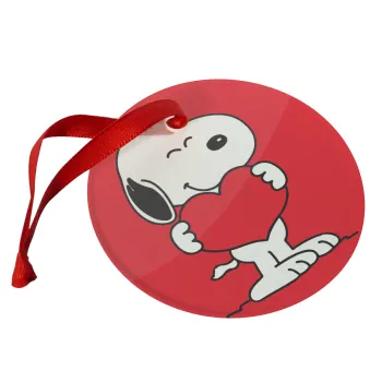 Snoopy takemy heart, Christmas ornament glass 9cm