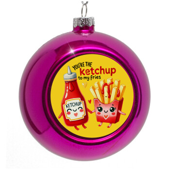 Ketchup To My Fries, Στολίδι Χριστουγεννιάτικη μπάλα δένδρου Μωβ 8cm