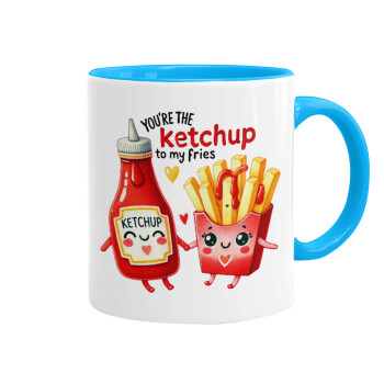 Ketchup To My Fries, Κούπα χρωματιστή γαλάζια, κεραμική, 330ml