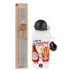 Easter Set, metallic aluminum water bottle (500ml) & aromatic flat Easter candle (30cm) (GRAY)