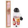 Easter Set, metallic aluminum bottle (500ml) & aromatic flat Easter candle (30cm) (PINK)