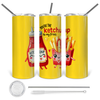 Ketchup To My Fries, Tumbler stainless steel 600ml, with metal straw & cleaning brush