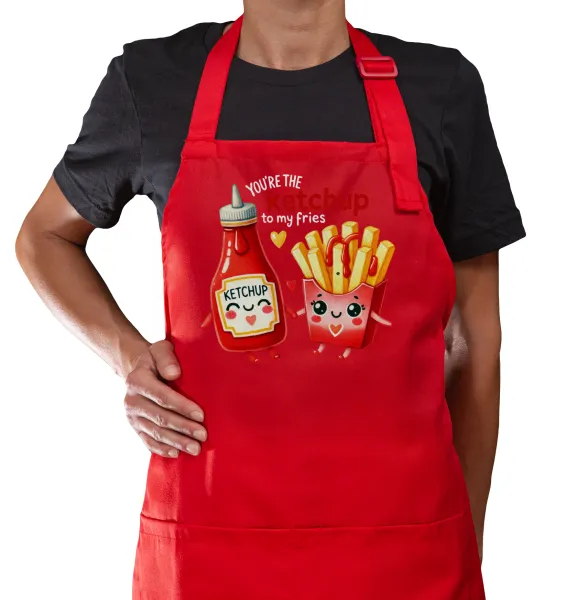 Ketchup To My Fries — Κόκκινη Ποδιά μαγειρικής με τσέπες (ΕΝΗΛΙΚΩΝ)