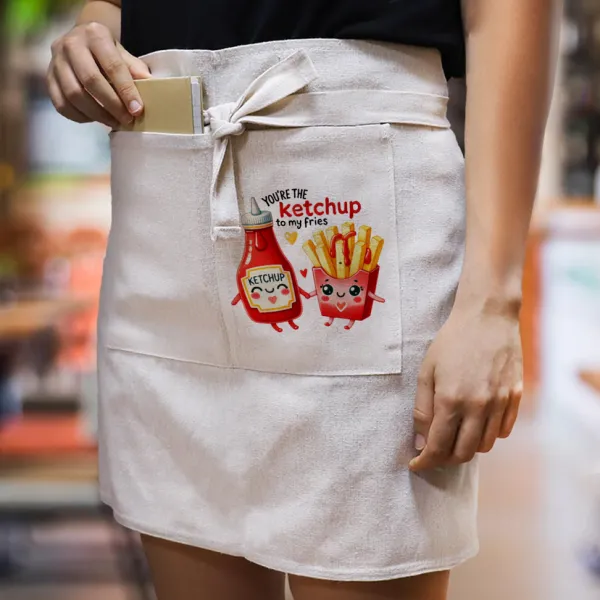 Ketchup To My Fries — Ποδιά Μέσης με διπλή τσέπη Barista/Bartender, Beige