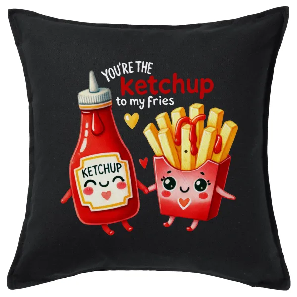 Ketchup To My Fries — Μαξιλάρι καναπέ Μαύρο 100% βαμβάκι, περιέχεται το γέμισμα (50x50cm)