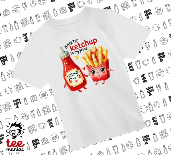 Ketchup To My Fries — ΛΕΥΚΟ Άνετο παιδικό T-Shirt από 100% βαμβάκι, για κάθε μέρα. Vegan & OEKO-TEX πιστοποιημένο.