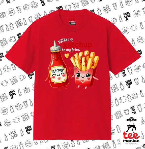 Ketchup To My Fries — ΚΟΚΚΙΝΟ Κλασικό T-Shirt, διπλής ραφής, χωρίς πλευρικές ραφές από 100% βαμβάκι. Vegan & OEKO-TEX πιστοποιημένο.