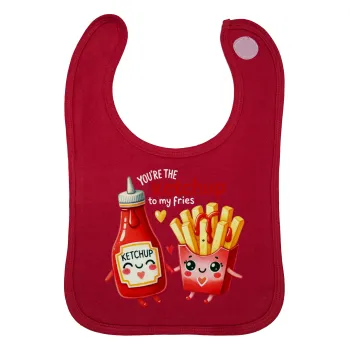 Ketchup To My Fries, Σαλιάρα με Σκρατς Κόκκινη 100% Organic Cotton (0-18 months)