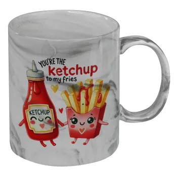 Ketchup To My Fries, Κούπα κεραμική, marble style (μάρμαρο), 330ml