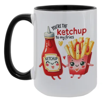 Ketchup To My Fries, Κούπα Mega 15oz, κεραμική Μαύρη, 450ml