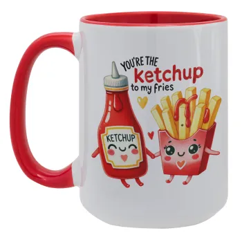 Ketchup To My Fries, Κούπα Mega 15oz, κεραμική Κόκκινη, 450ml