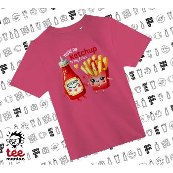 Ketchup To My Fries, ΡΟΖ παιδικό T-Shirt από 100% βαμβάκι, για κάθε μέρα. Vegan & OEKO-TEX πιστοποιημένο.