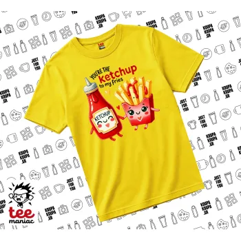 Ketchup To My Fries, yellow childrens T-Shirt made of 100% cotton, for every day. Vegan & OEKO-TEX certified.