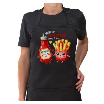 Ketchup To My Fries, Ποδιά μακριά Σεφ ολόσωμη με τσέπες Μαύρη (ΕΝΗΛΙΚΩΝ)