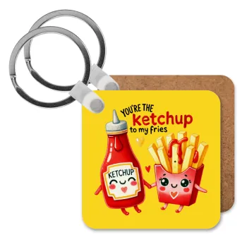 Ketchup To My Fries, Μπρελόκ Ξύλινο τετράγωνο MDF