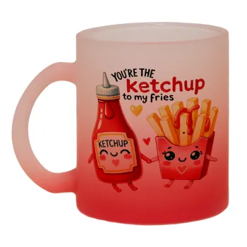 Ketchup To My Fries, Κούπα γυάλινη δίχρωμη με βάση το κόκκινο ματ, 330ml