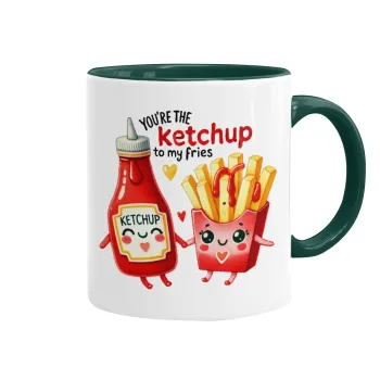 Ketchup To My Fries, Κούπα χρωματιστή πράσινη, κεραμική, 330ml