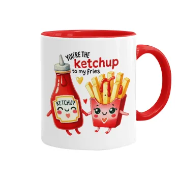 Ketchup To My Fries, Κούπα χρωματιστή κόκκινη, κεραμική, 330ml
