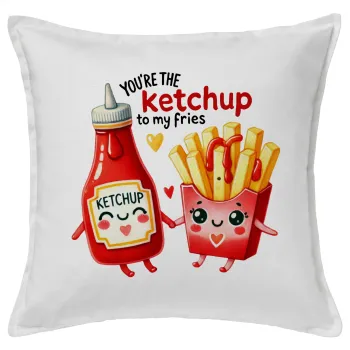 Ketchup To My Fries, Sofa cushion White 50x50cm includes filling
