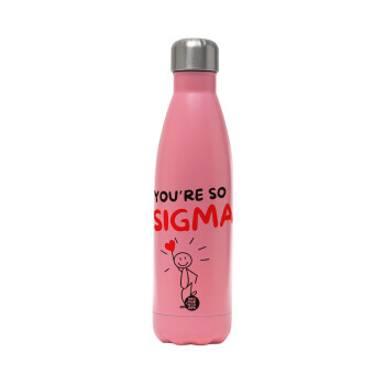 Sigma Valentine's Day , Metal mug thermos Pink Mat (Stainless steel), double wall, 500ml