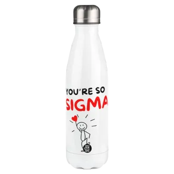 Sigma Valentine's Day , Metal mug thermos White (Stainless steel), double wall, 500ml