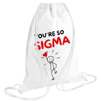 Sigma Valentine's Day , Τσάντα πλάτης πουγκί GYMBAG λευκή (28x40cm)