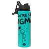 Metallic water bottle with safety lid, 850ml aluminum