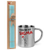 Easter Set, metallic thermal cup (300ml) & aromatic flat Easter candle (30cm) (TURQUOISE)