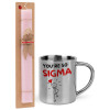 Easter Set, metallic thermal cup (300ml) & aromatic flat Easter candle (30cm) (PINK)