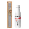 Easter Set, metallic stainless thermos bottle (500ml) & scented flat Easter candle (30cm) (GRAY)