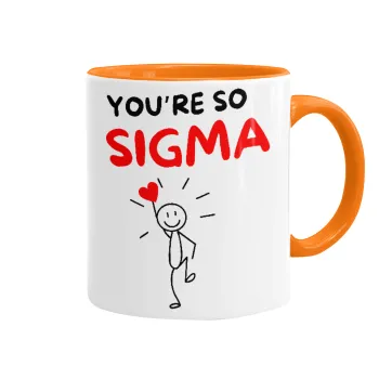 Sigma Valentine's Day , Κούπα χρωματιστή πορτοκαλί, κεραμική, 330ml
