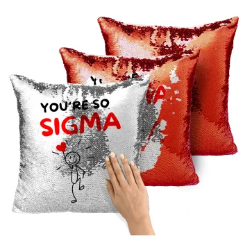 Sigma Valentine's Day , Μαξιλάρι καναπέ Μαγικό Κόκκινο με πούλιες 40x40cm περιέχεται το γέμισμα