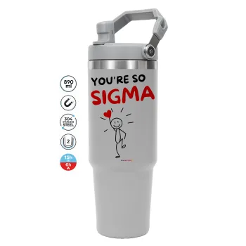 Sigma Valentine's Day , GREY color, 890ml (30oz) stainless Steel Tumbler with Handle