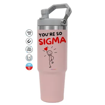 Sigma Valentine's Day , Pink color, 890ml (30oz) stainless Steel Tumbler with Handle