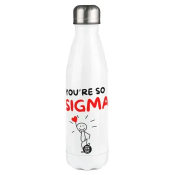 Sigma Valentine's Day , Μεταλλικό παγούρι θερμός Λευκό (Stainless steel), διπλού τοιχώματος, 500ml