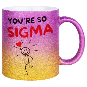 Sigma Valentine's Day , Κούπα Χρυσή/Ροζ Glitter, κεραμική, 330ml