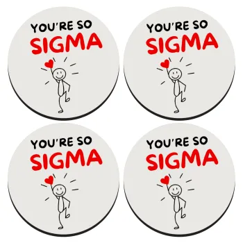 Sigma Valentine's Day , SET of 4 round wooden coasters (9cm)