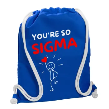 Sigma Valentine's Day , Backpack pouch GYMBAG Blue, with pocket (40x48cm) & thick cords