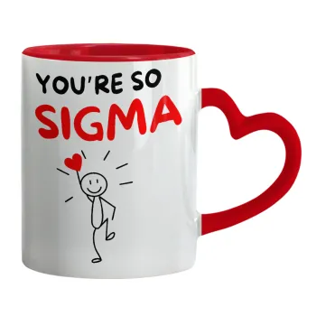 Sigma Valentine's Day , Κούπα καρδιά χερούλι κόκκινη, κεραμική, 330ml