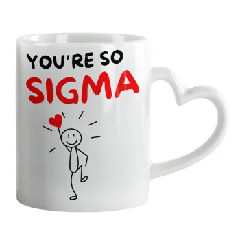 Sigma Valentine's Day , Κούπα καρδιά χερούλι λευκή, κεραμική, 330ml