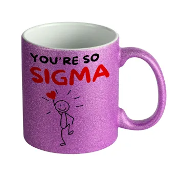 Sigma Valentine's Day , Κούπα Μωβ Glitter που γυαλίζει, κεραμική, 330ml