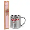 Easter Set, metallic thermal cup (300ml) & aromatic flat Easter candle (30cm) (PINK)
